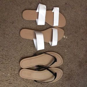 Black and white sandals